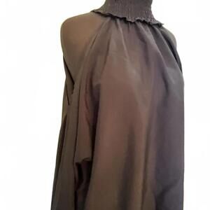 Ruffle Mock Turtleneck Cold shoulder Blouse